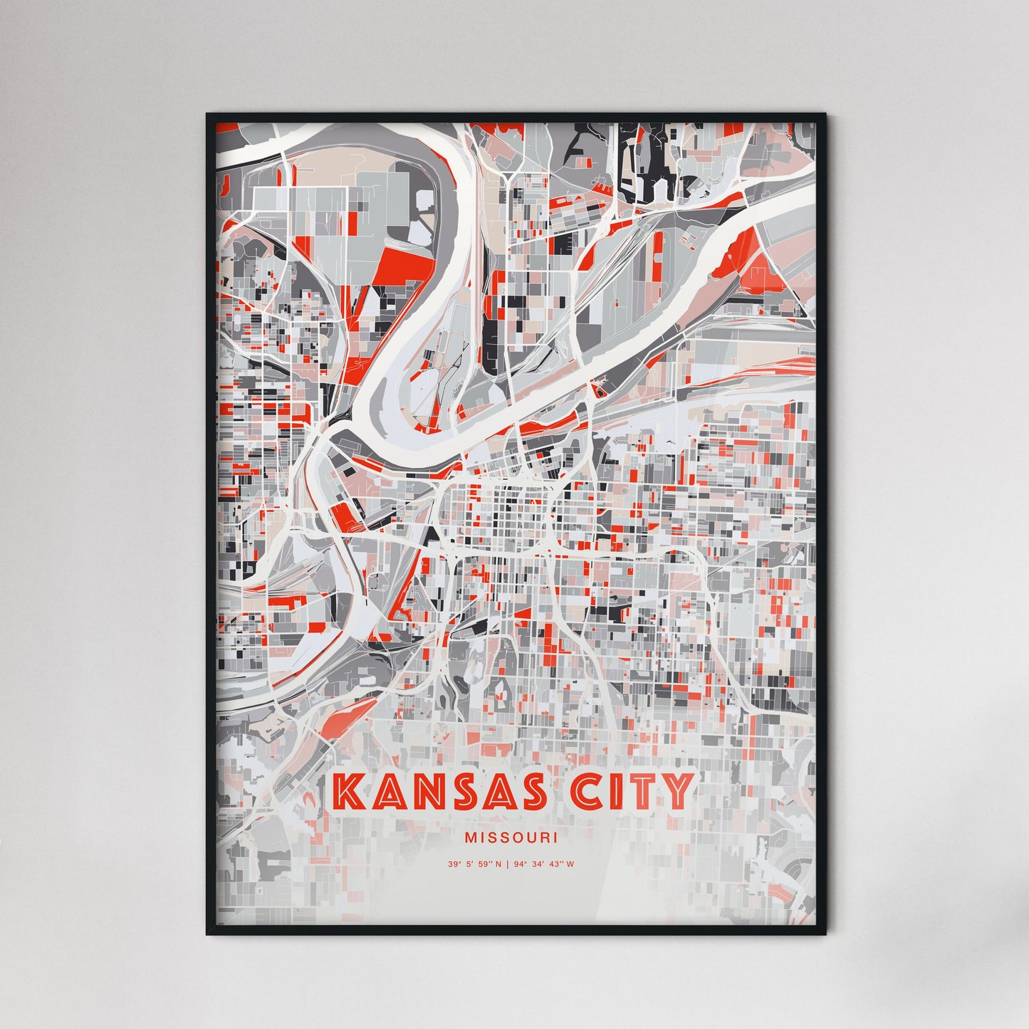 Colorful Kansas City Missouri Fine Art Map Modern Expressive