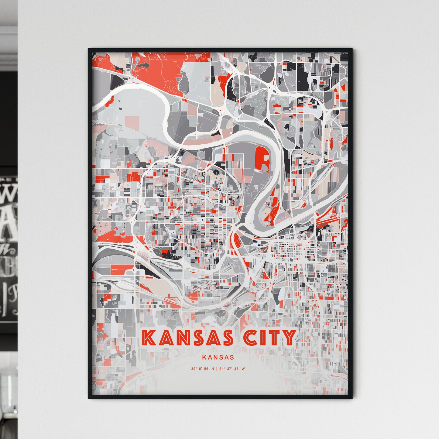 Colorful Kansas City Kansas Fine Art Map Modern Expressive