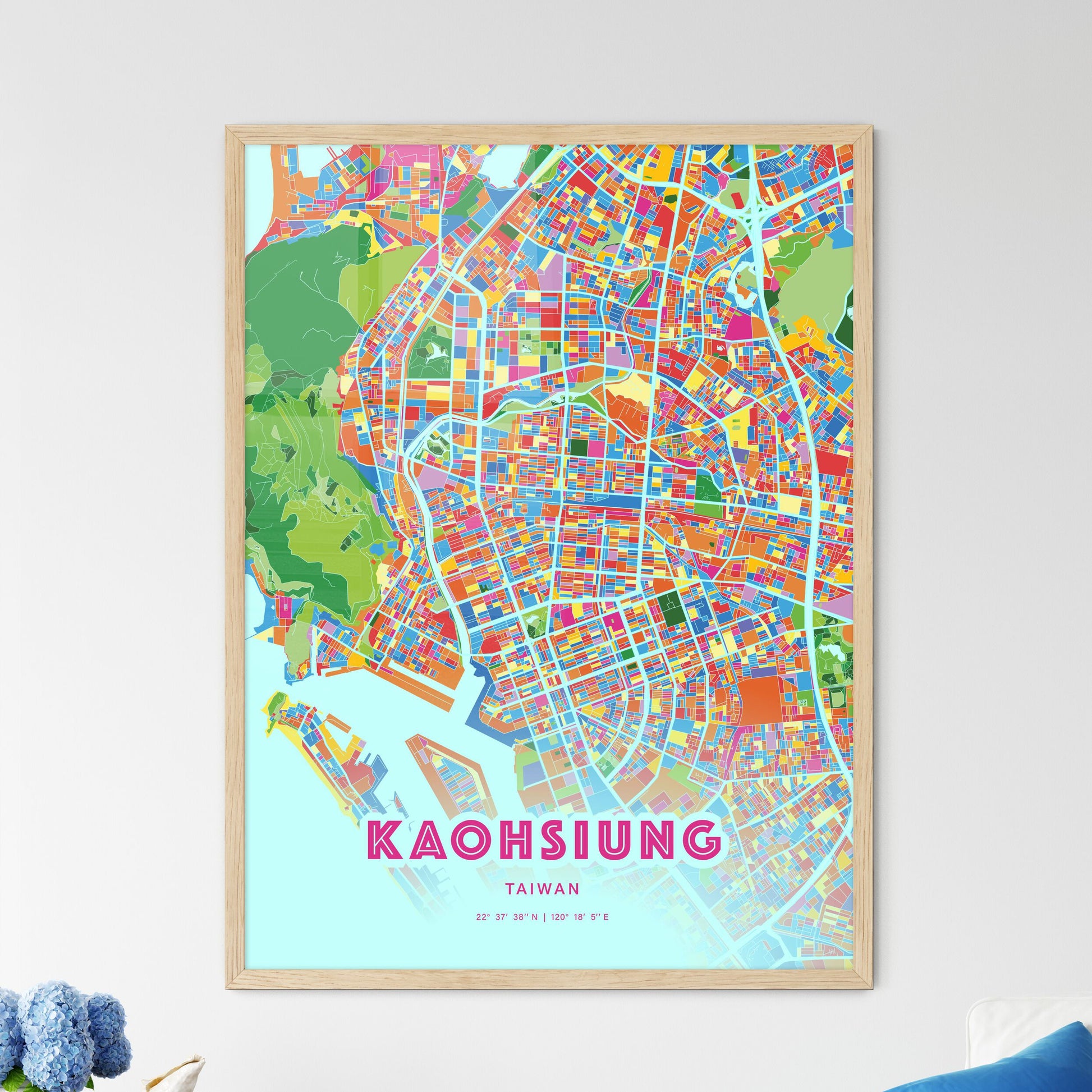 Colorful Kaohsiung Taiwan Fine Art Map Crazy Colors