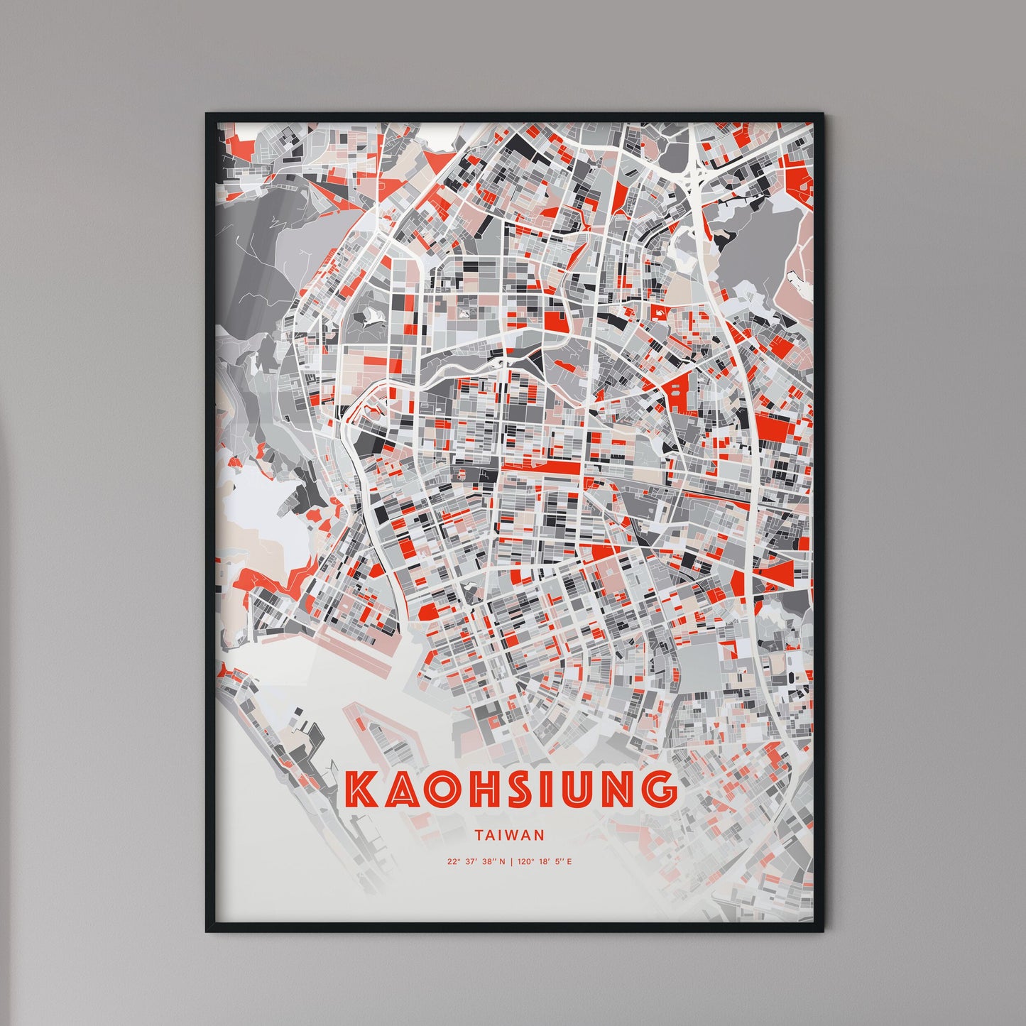 Colorful Kaohsiung Taiwan Fine Art Map Modern Expressive