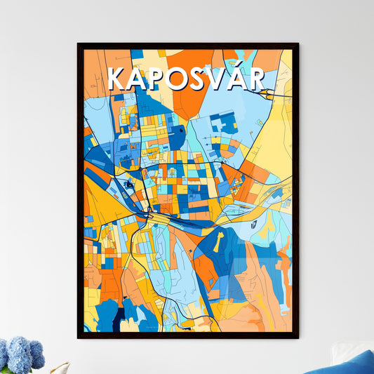 KAPOSVÁR HUNGARY Vibrant Colorful Art Map Poster Blue Orange