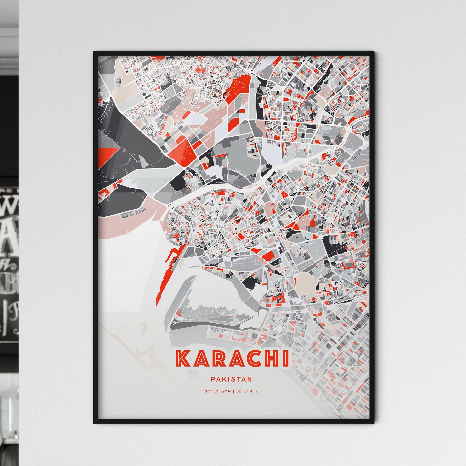 Colorful Karachi Pakistan Fine Art Map Modern Expressive