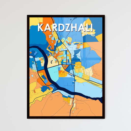 KARDZHALI BULGARIA Vibrant Colorful Art Map Poster Blue Orange