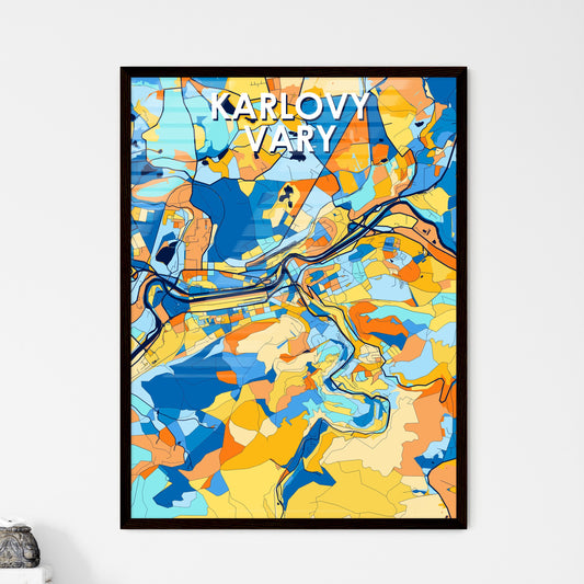 KARLOVY VARY CZECHIA Vibrant Colorful Art Map Poster Blue Orange