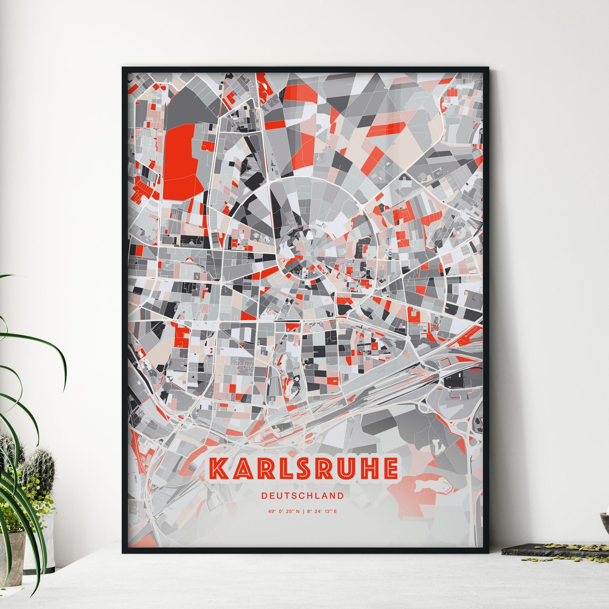 Colorful Karlsruhe Germany Fine Art Map Modern Expressive