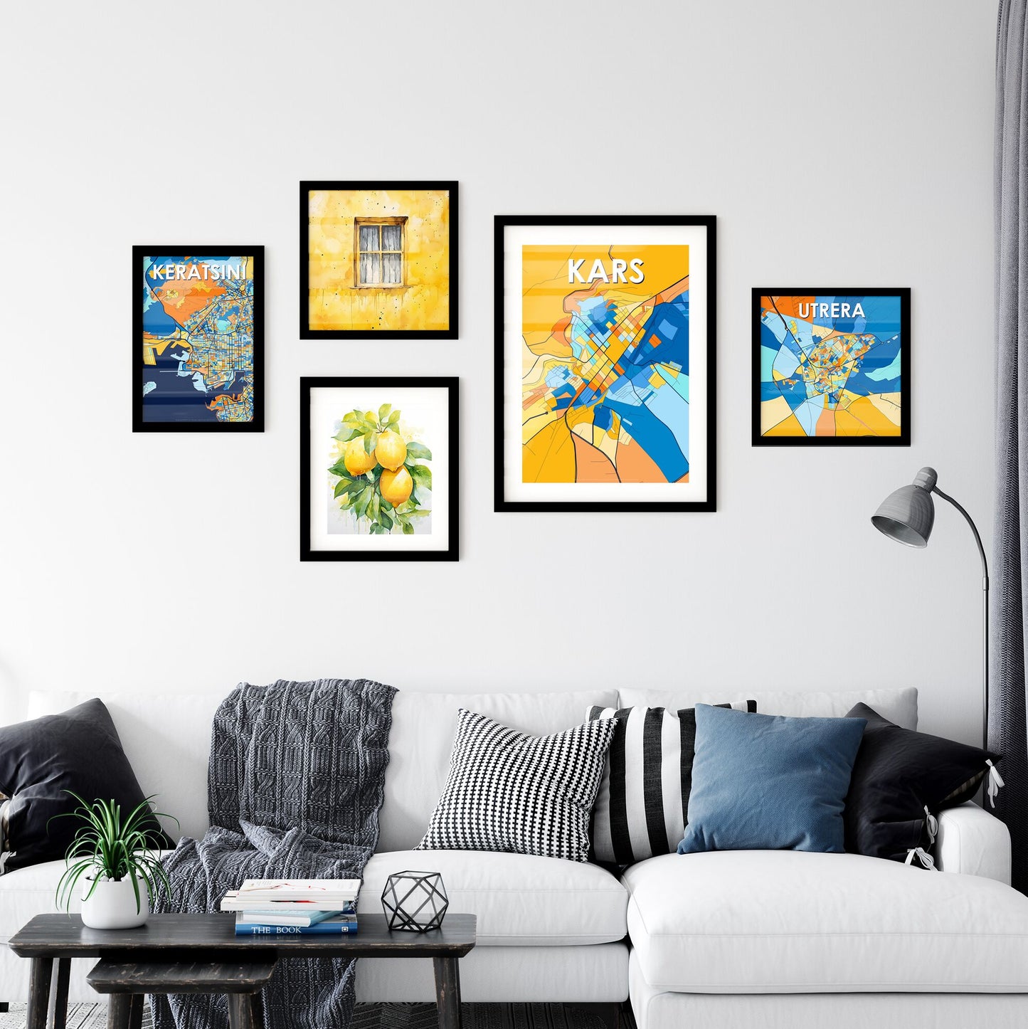 KARS TURKEY Vibrant Colorful Art Map Poster Blue Orange