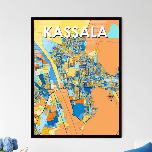 KASSALA SUDAN Vibrant Colorful Art Map Poster Blue Orange