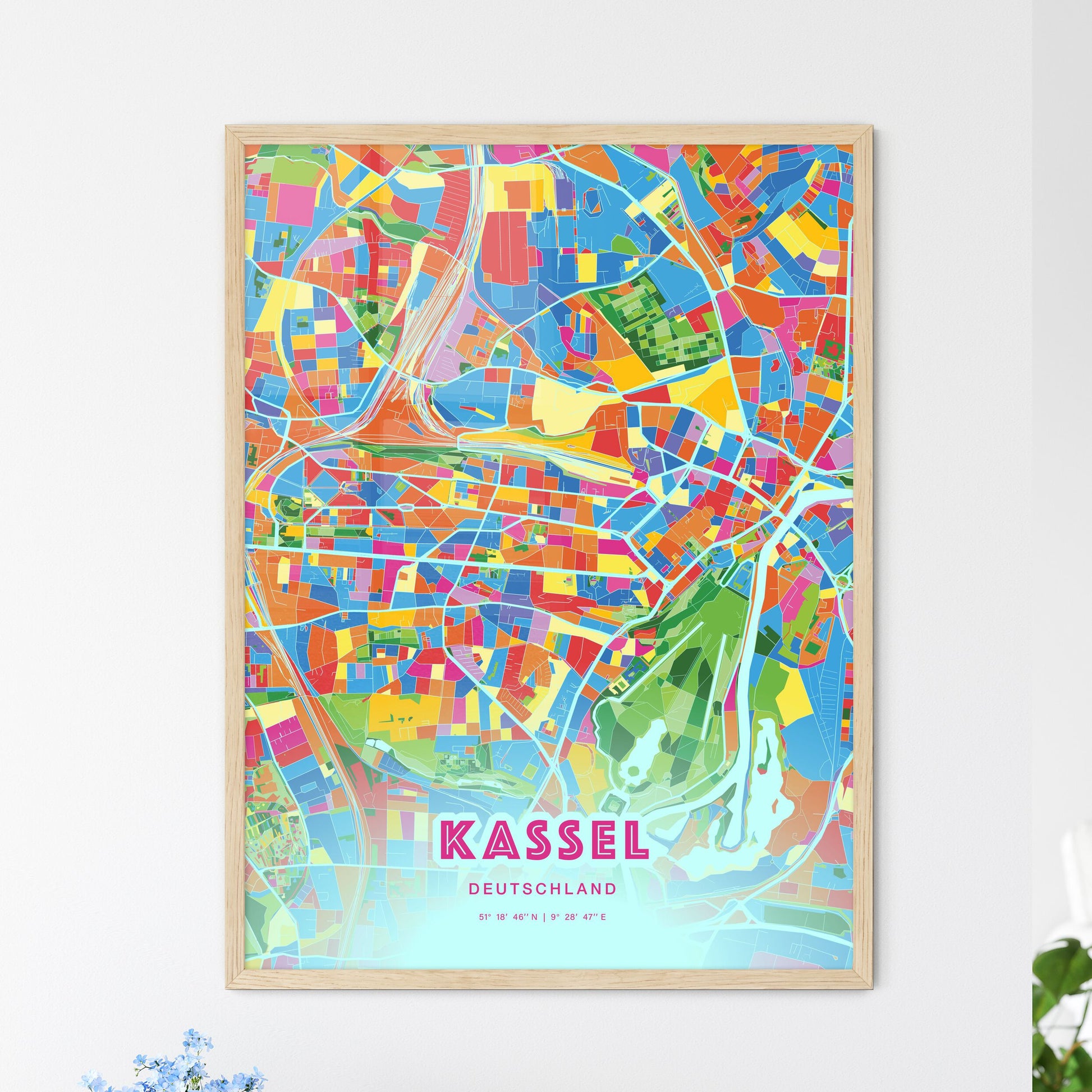 Colorful Kassel Germany Fine Art Map Crazy Colors