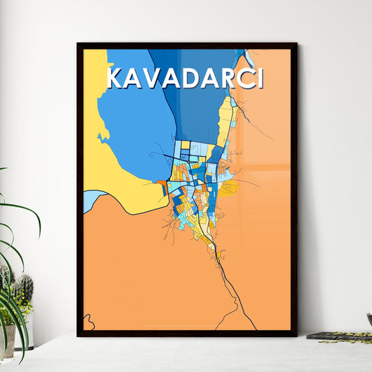 KAVADARCI NORTH MACEDONIA Vibrant Colorful Art Map Poster Blue Orange