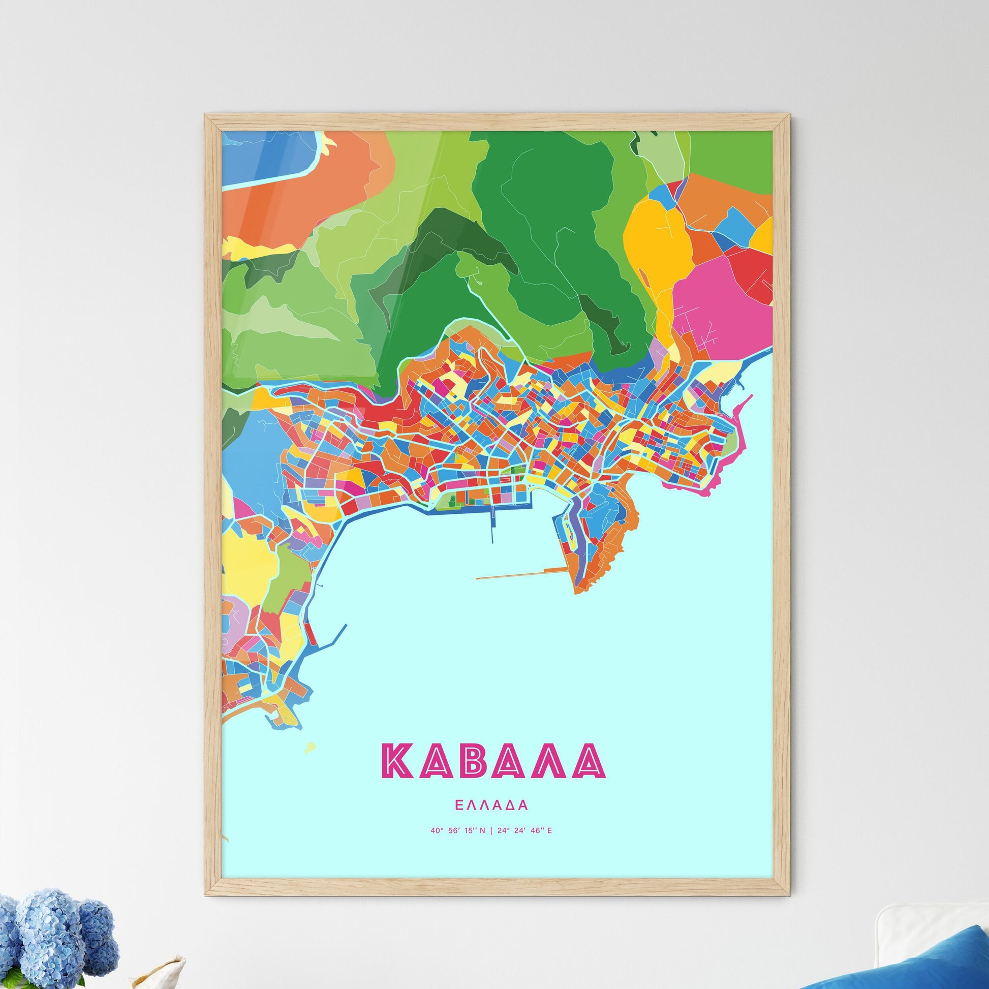 Colorful Kavala Greece Fine Art Map Crazy Colors