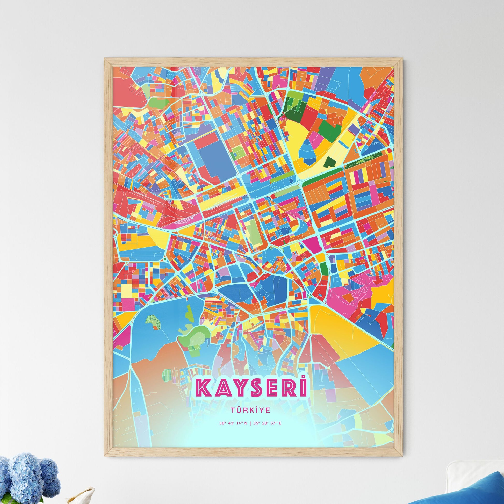 Colorful Kayseri Turkey Fine Art Map Crazy Colors