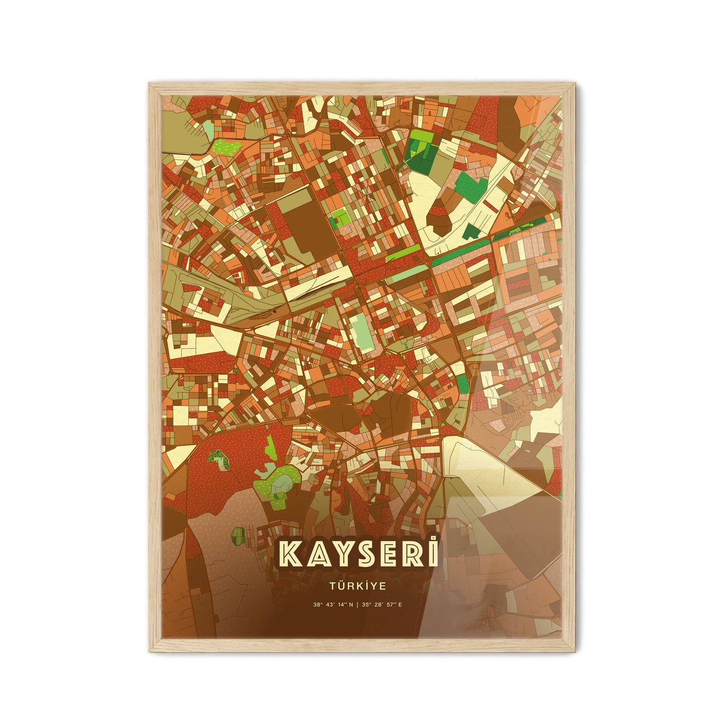 Colorful Kayseri Turkey Fine Art Map Farmhouse