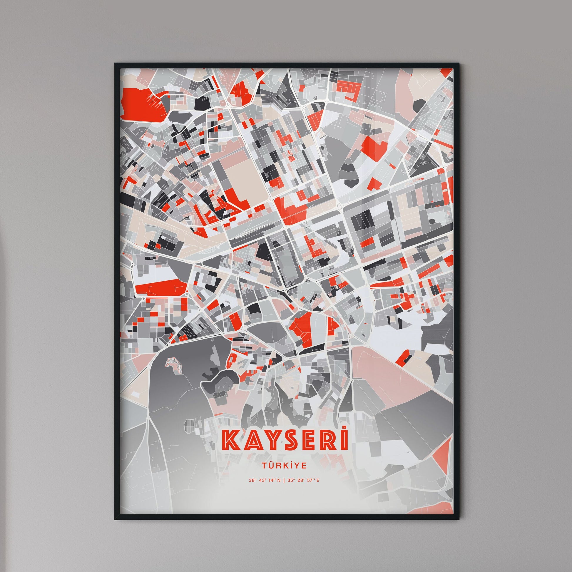 Colorful Kayseri Turkey Fine Art Map Modern Expressive
