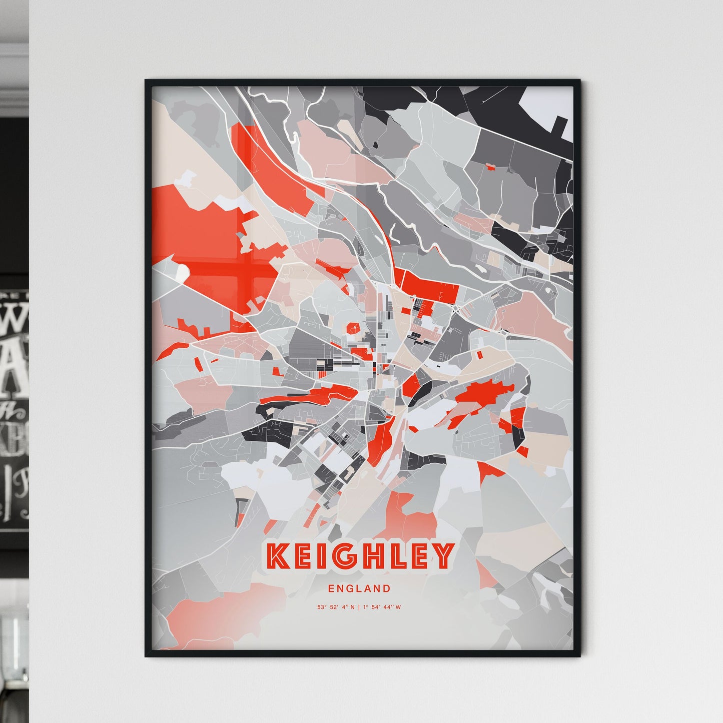 Colorful Keighley England Fine Art Map Modern Expressive