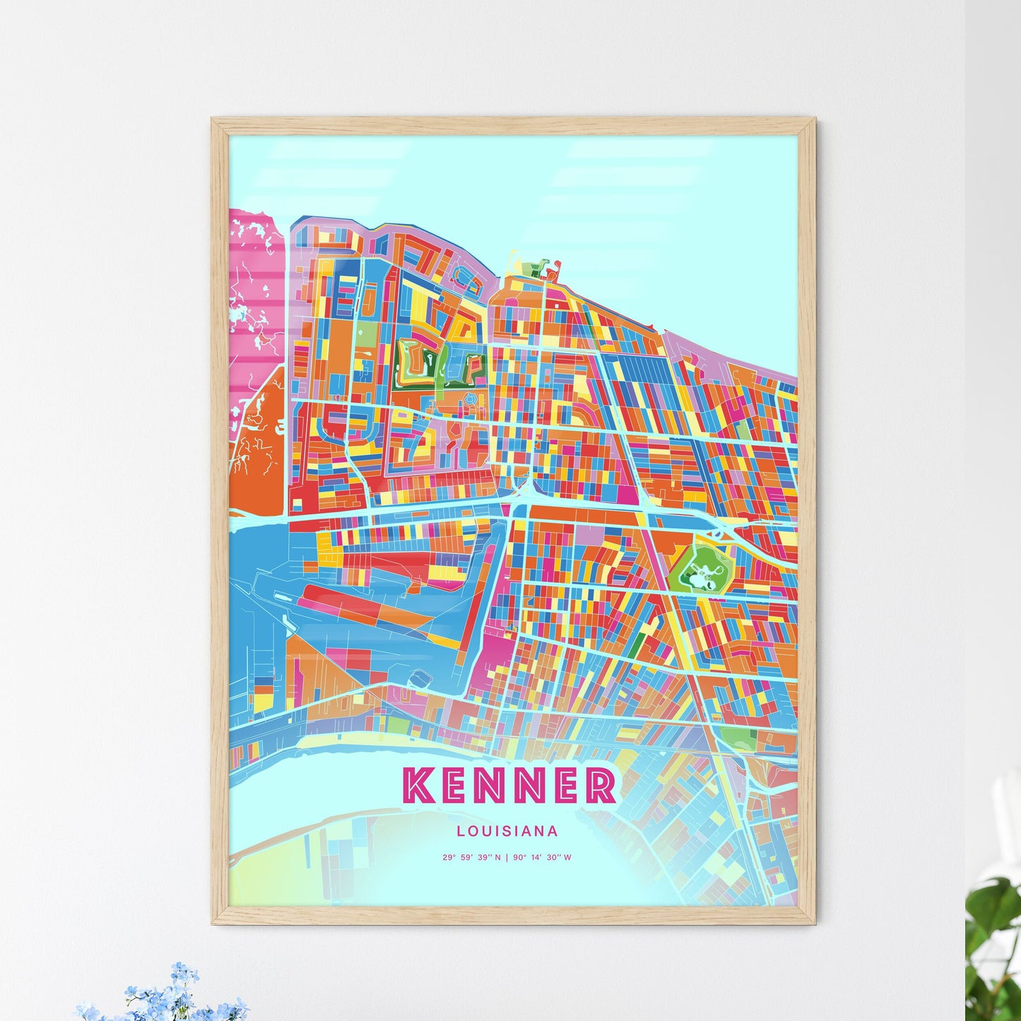 Colorful Kenner Louisiana Fine Art Map Crazy Colors