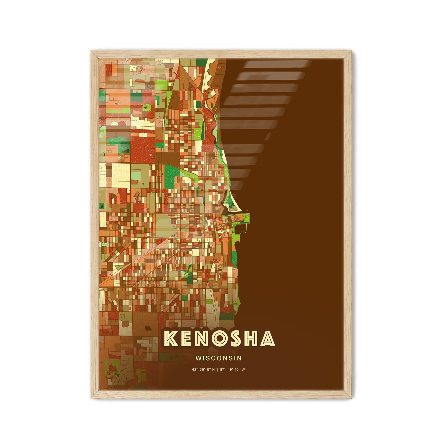 Colorful Kenosha Wisconsin Fine Art Map Farmhouse