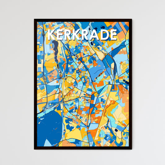 KERKRADE NETHERLANDS Vibrant Colorful Art Map Poster Blue Orange