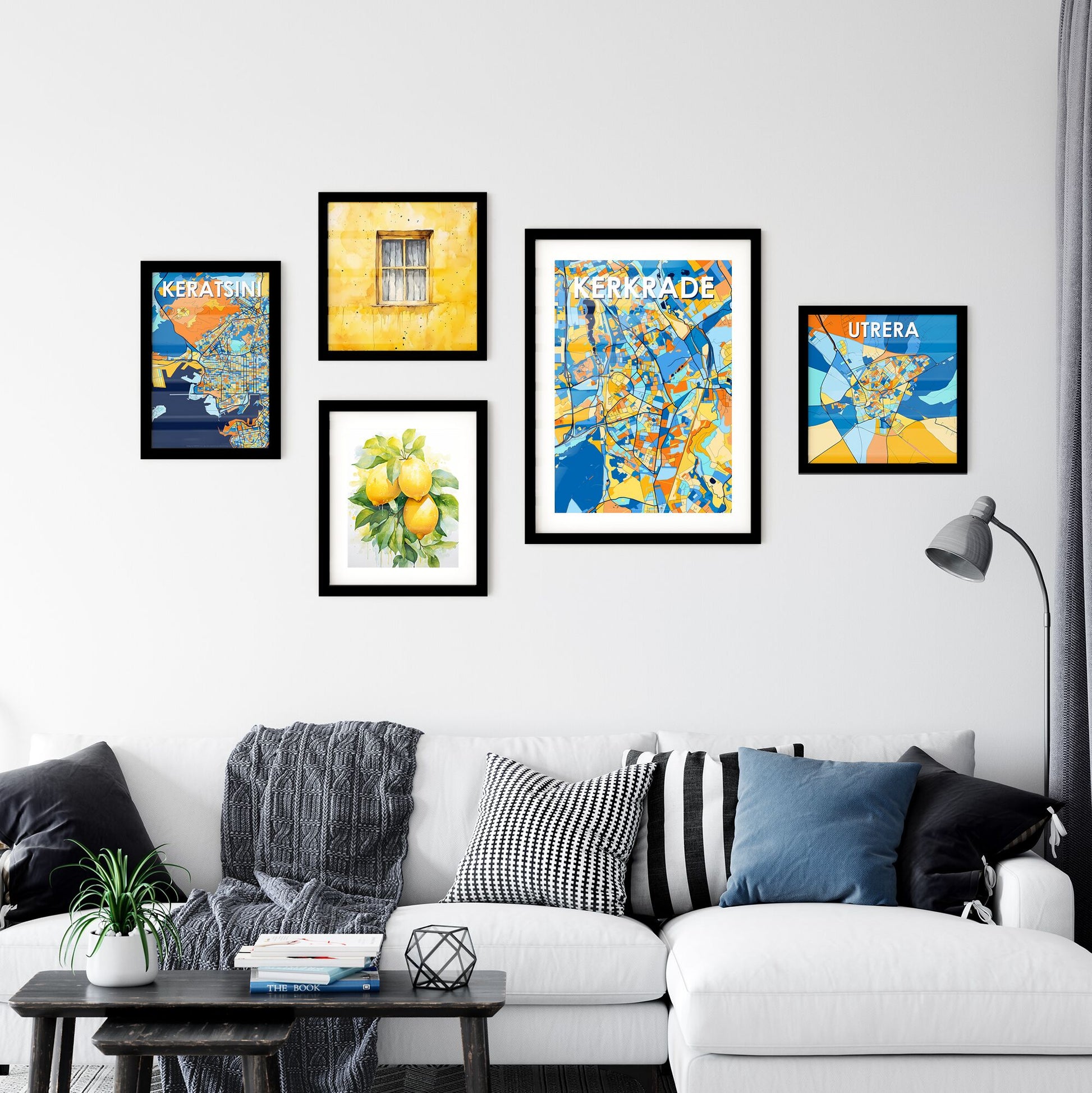 KERKRADE NETHERLANDS Vibrant Colorful Art Map Poster Blue Orange