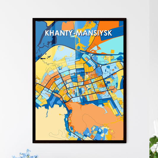 KHANTY-MANSIYSK RUSSIA Vibrant Colorful Art Map Poster Blue Orange