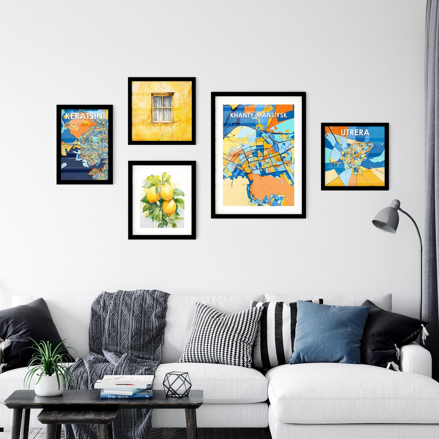 KHANTY-MANSIYSK RUSSIA Vibrant Colorful Art Map Poster Blue Orange