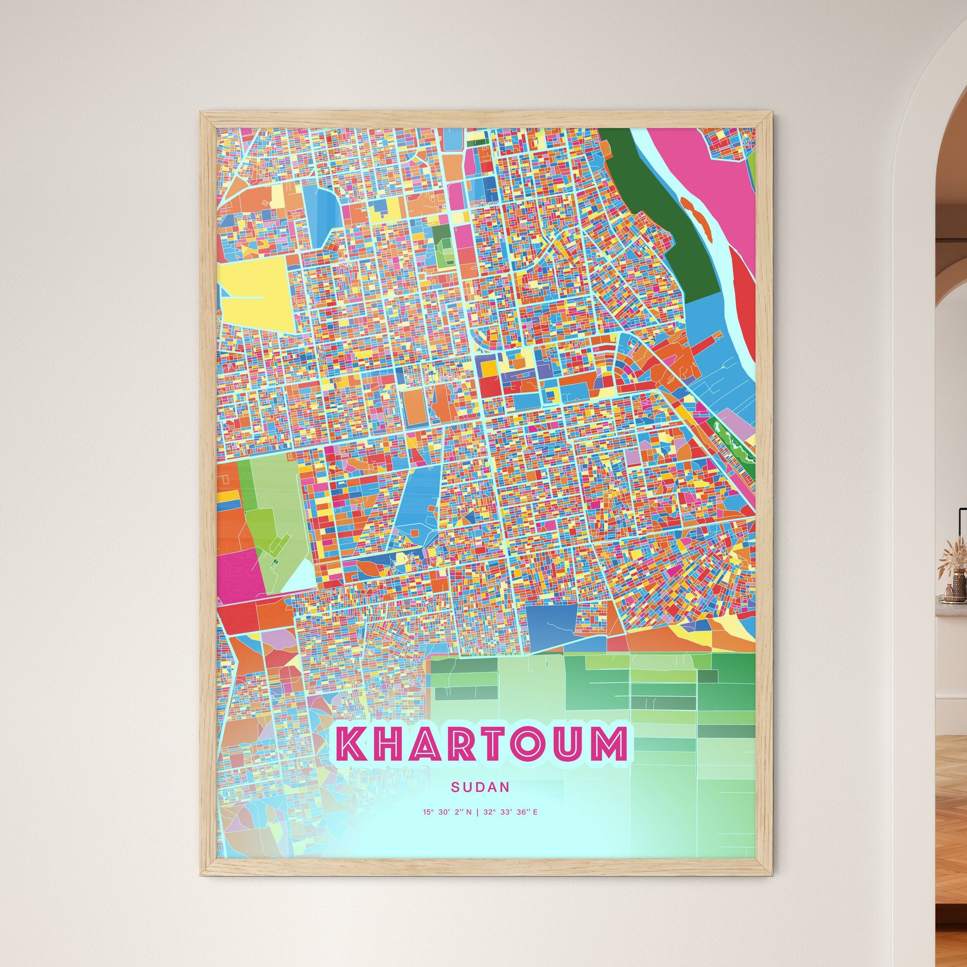 Colorful Khartoum Sudan Fine Art Map Crazy Colors