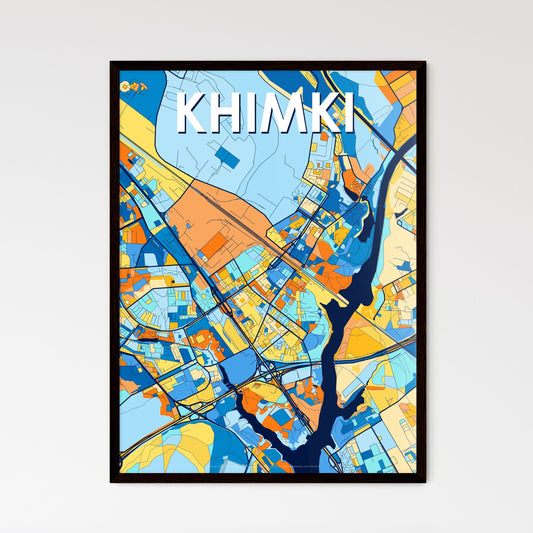 KHIMKI RUSSIA Vibrant Colorful Art Map Poster Blue Orange