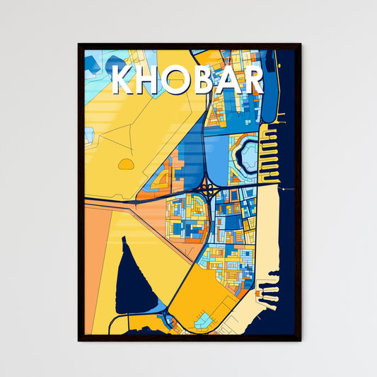 KHOBAR SAUDI ARABIA Vibrant Colorful Art Map Poster Blue Orange