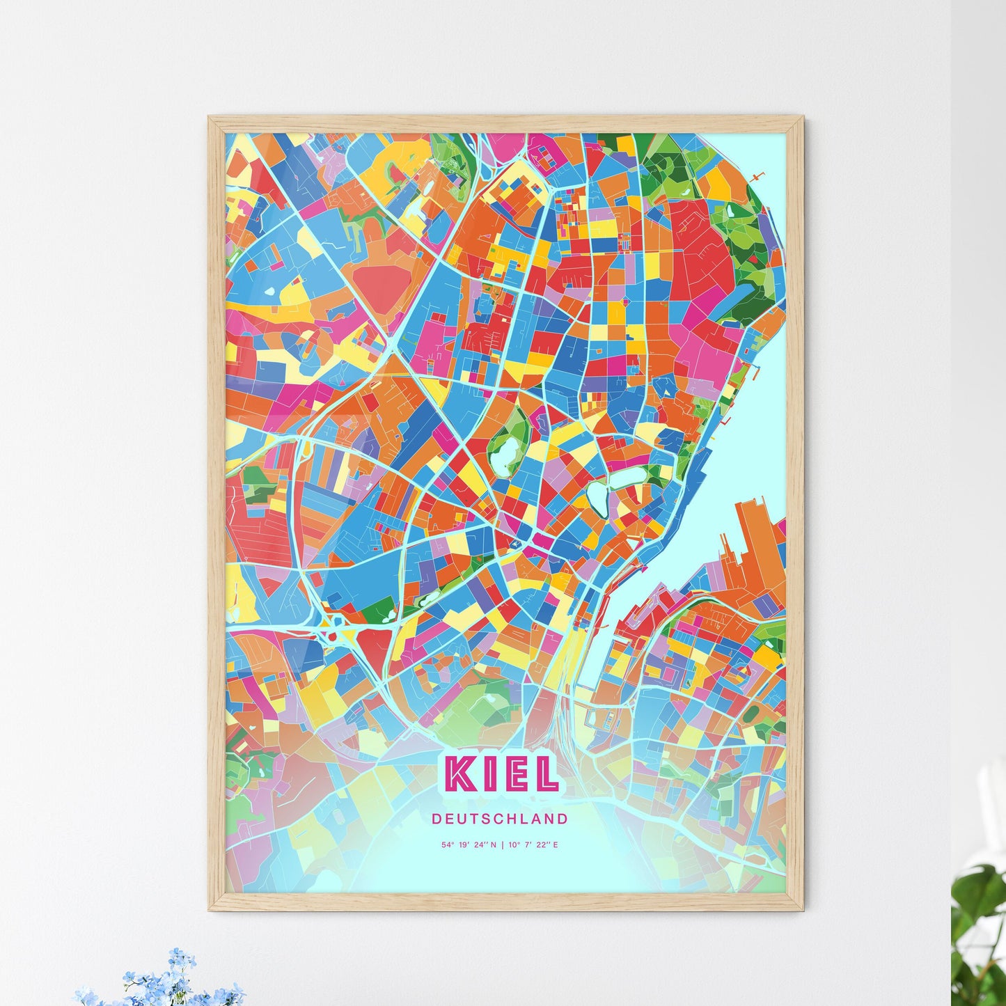 Colorful Kiel Germany Fine Art Map Crazy Colors