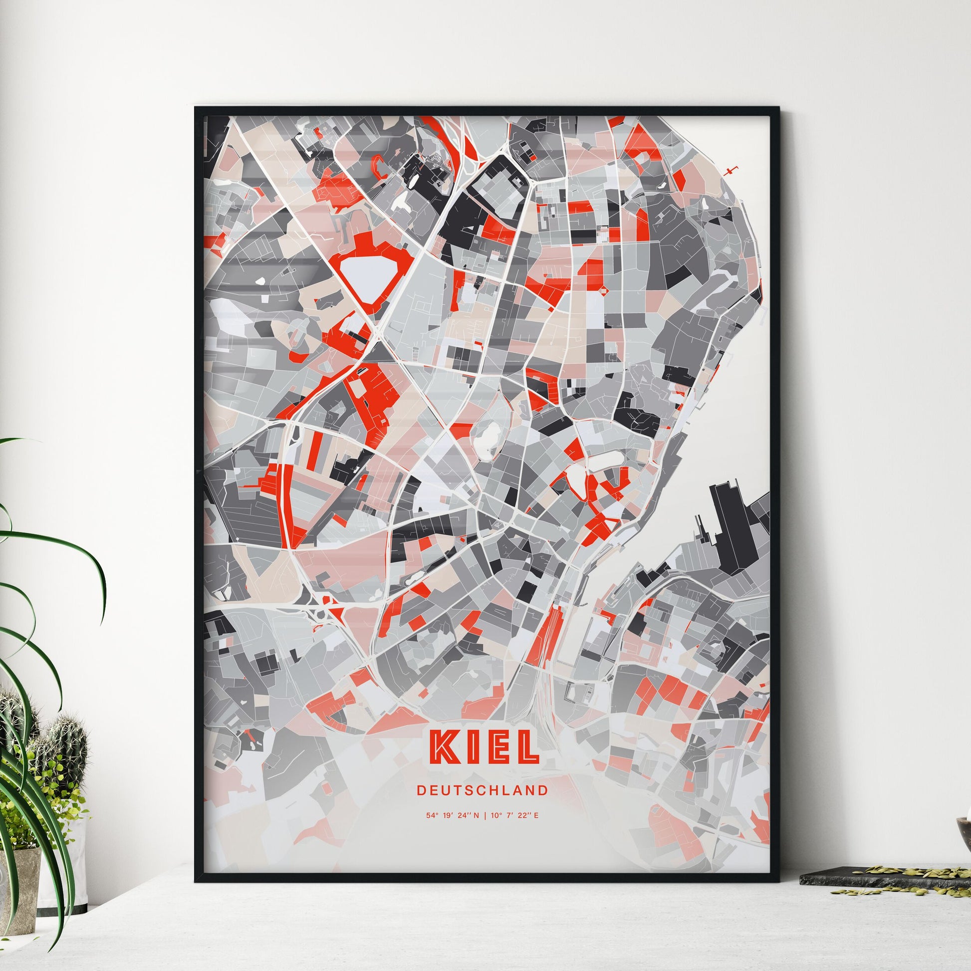 Colorful Kiel Germany Fine Art Map Modern Expressive