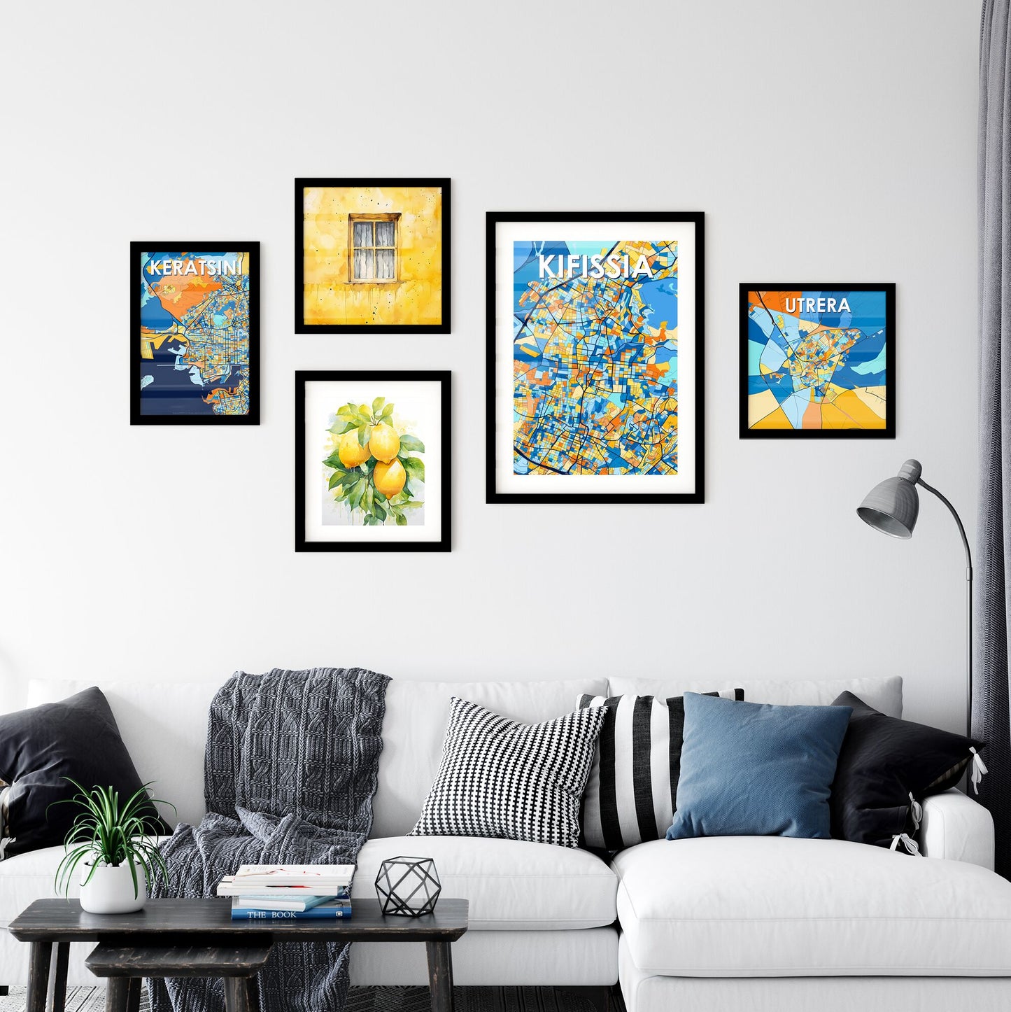 KIFISSIA GREECE Vibrant Colorful Art Map Poster Blue Orange