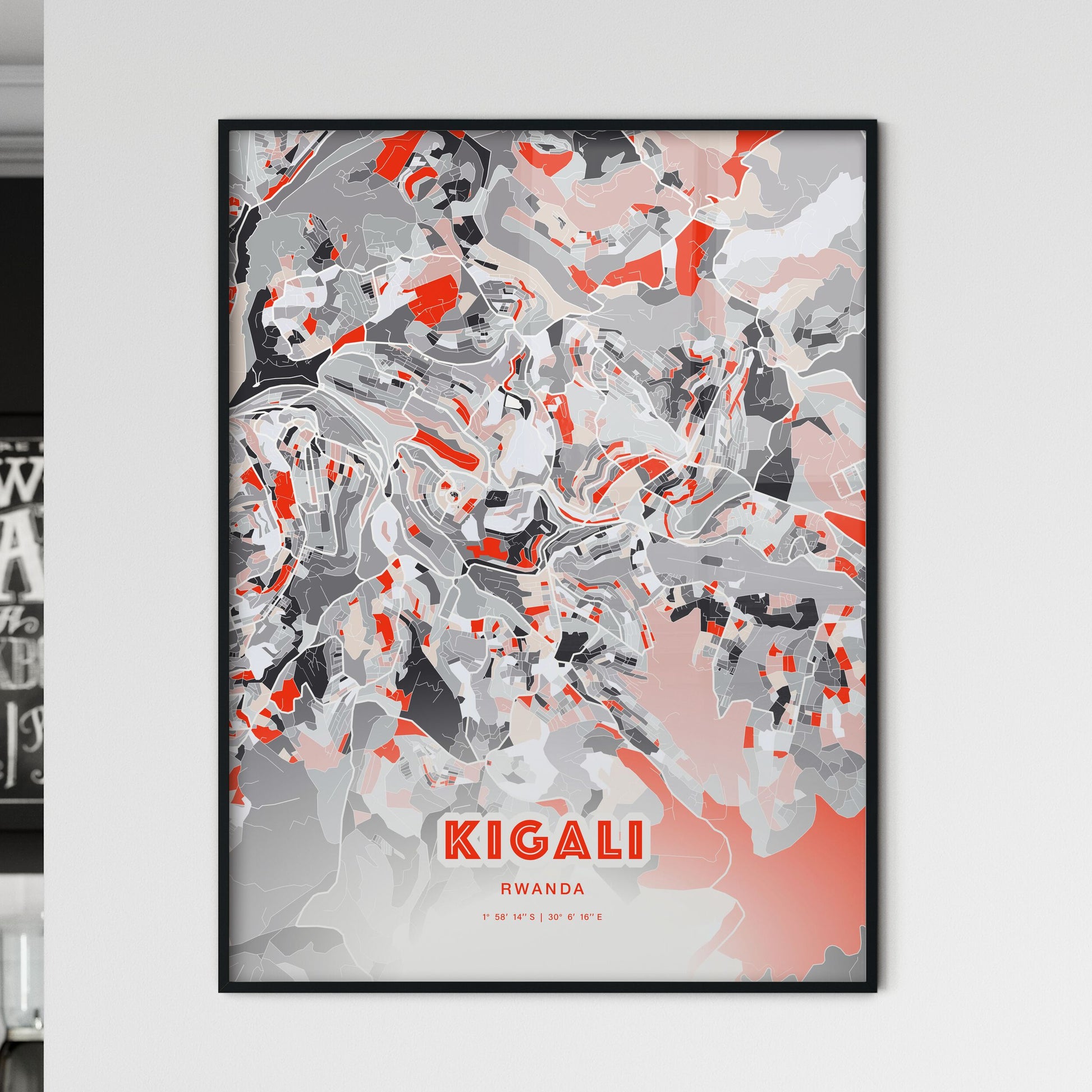 Colorful Kigali Rwanda Fine Art Map Modern Expressive