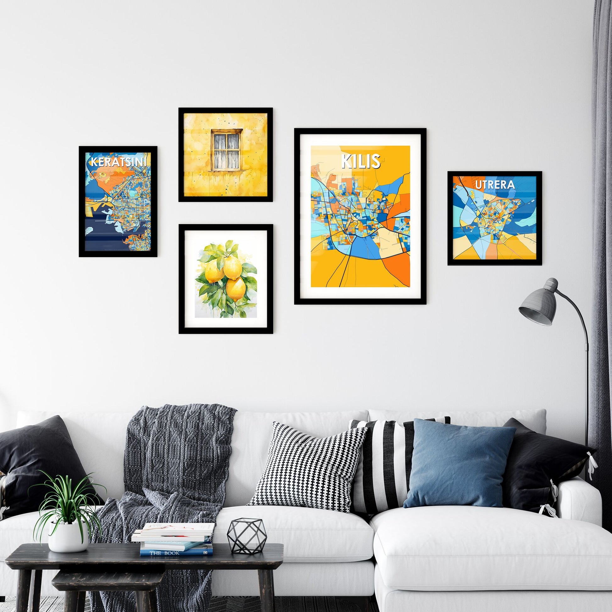 KILIS TURKEY Vibrant Colorful Art Map Poster Blue Orange