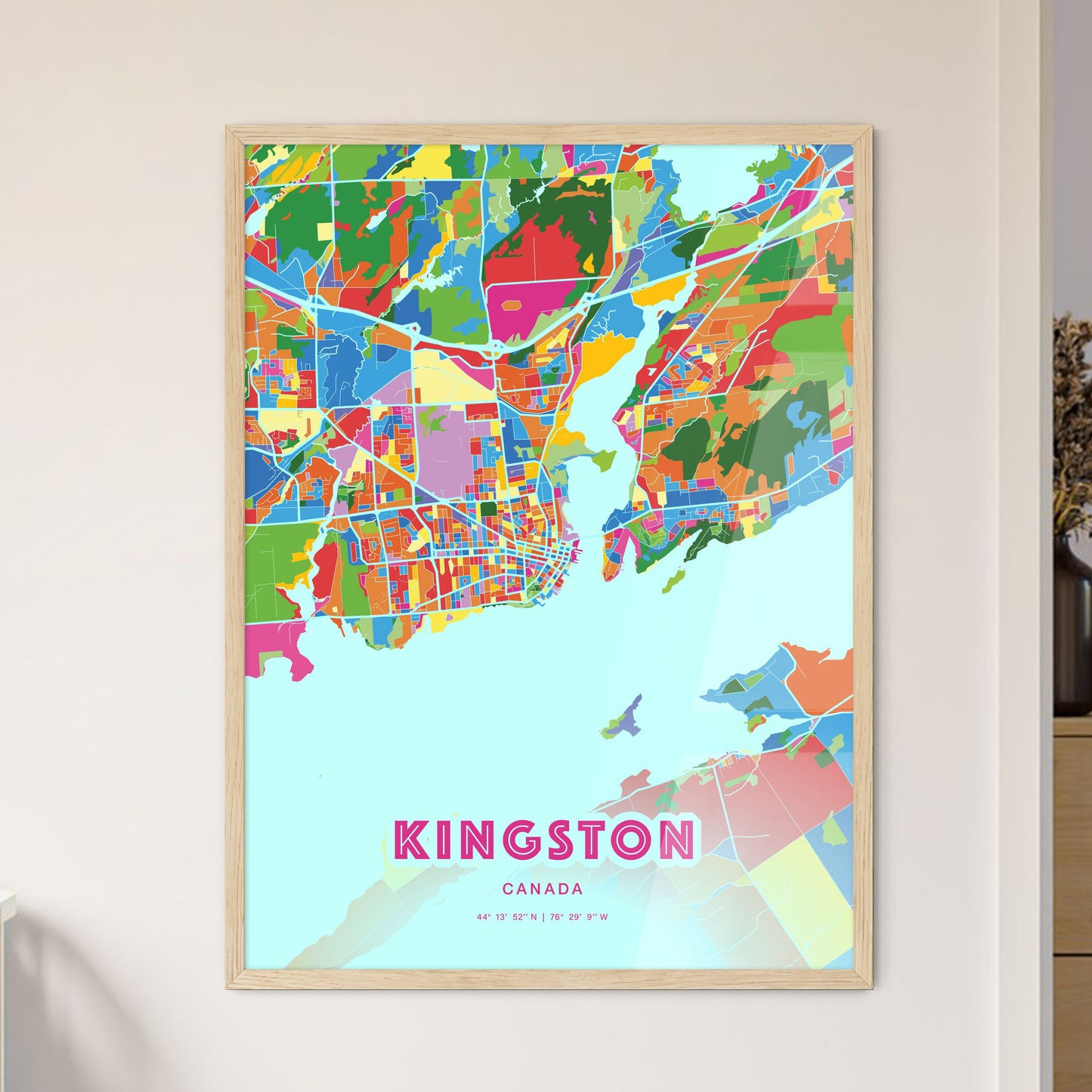 Colorful Kingston Canada Fine Art Map Crazy Colors