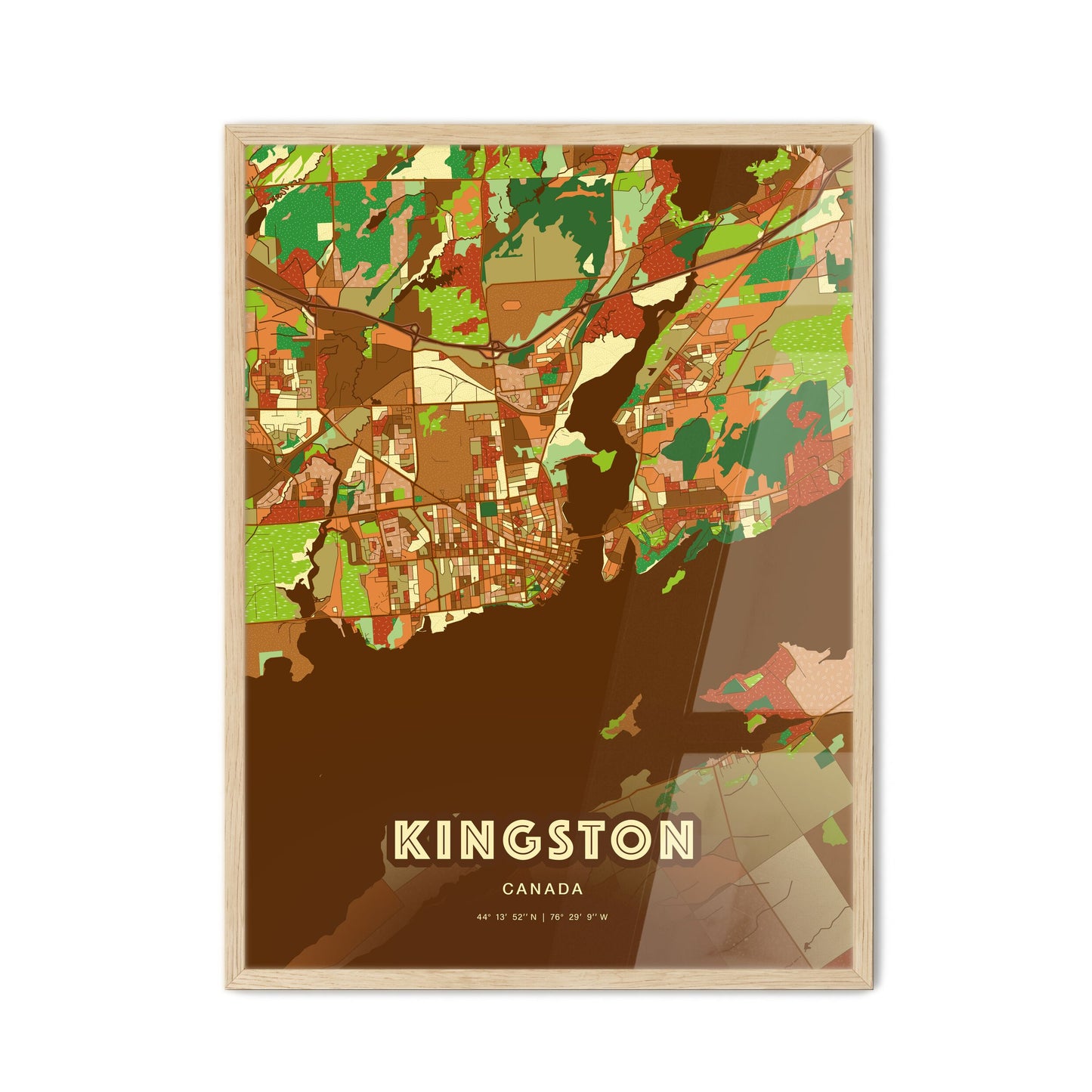Colorful Kingston Canada Fine Art Map Farmhouse