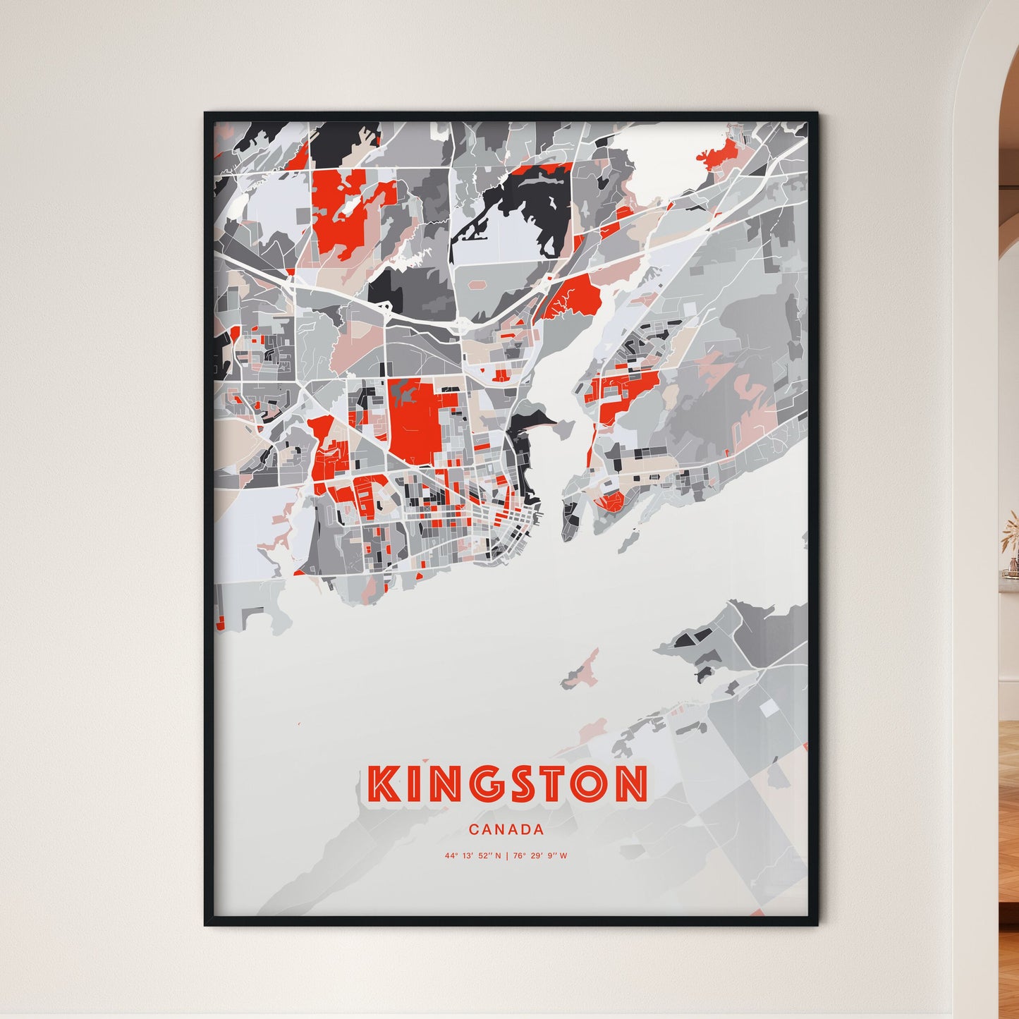 Colorful Kingston Canada Fine Art Map Modern Expressive