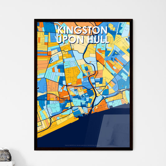 KINGSTON UPON HULL ENGLAND Vibrant Colorful Art Map Poster Blue Orange