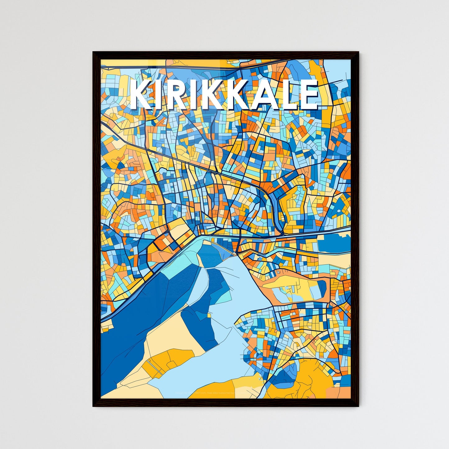 KIRIKKALE TURKEY Vibrant Colorful Art Map Poster Blue Orange