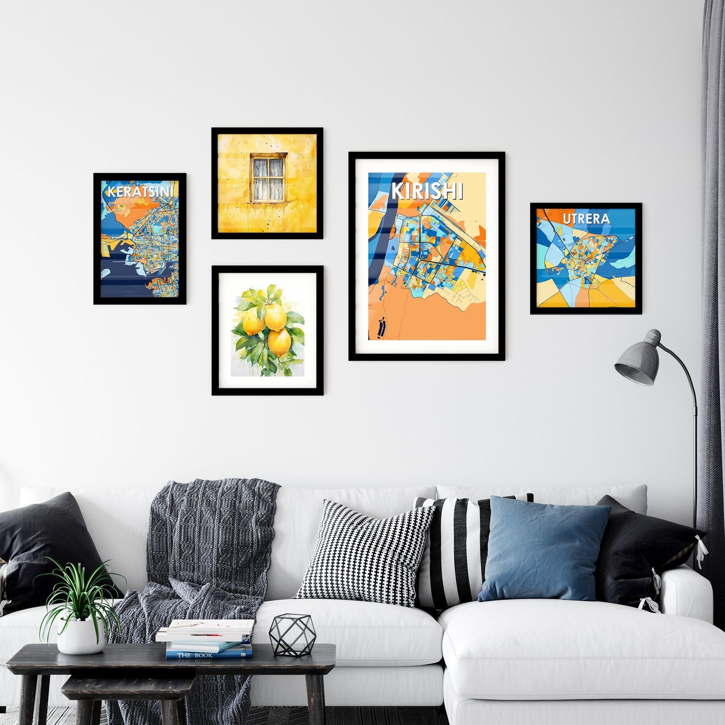 KIRISHI RUSSIA Vibrant Colorful Art Map Poster Blue Orange