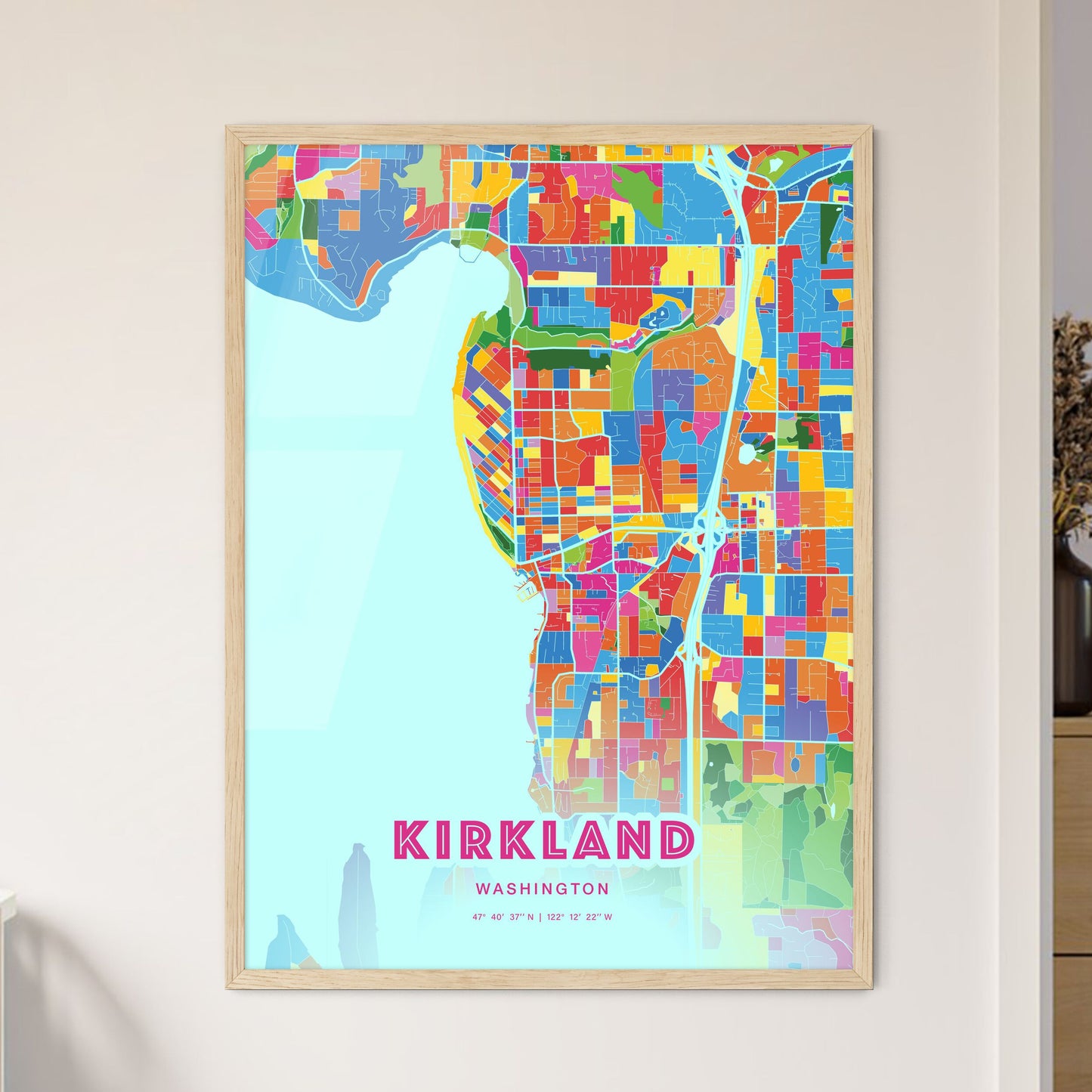 Colorful Kirkland Washington Fine Art Map Crazy Colors