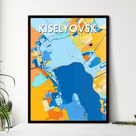 KISELYOVSK RUSSIA Vibrant Colorful Art Map Poster Blue Orange