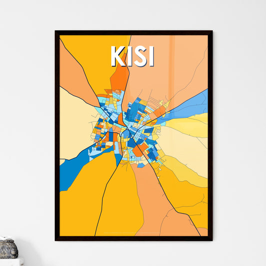 KISI NIGERIA Vibrant Colorful Art Map Poster Blue Orange