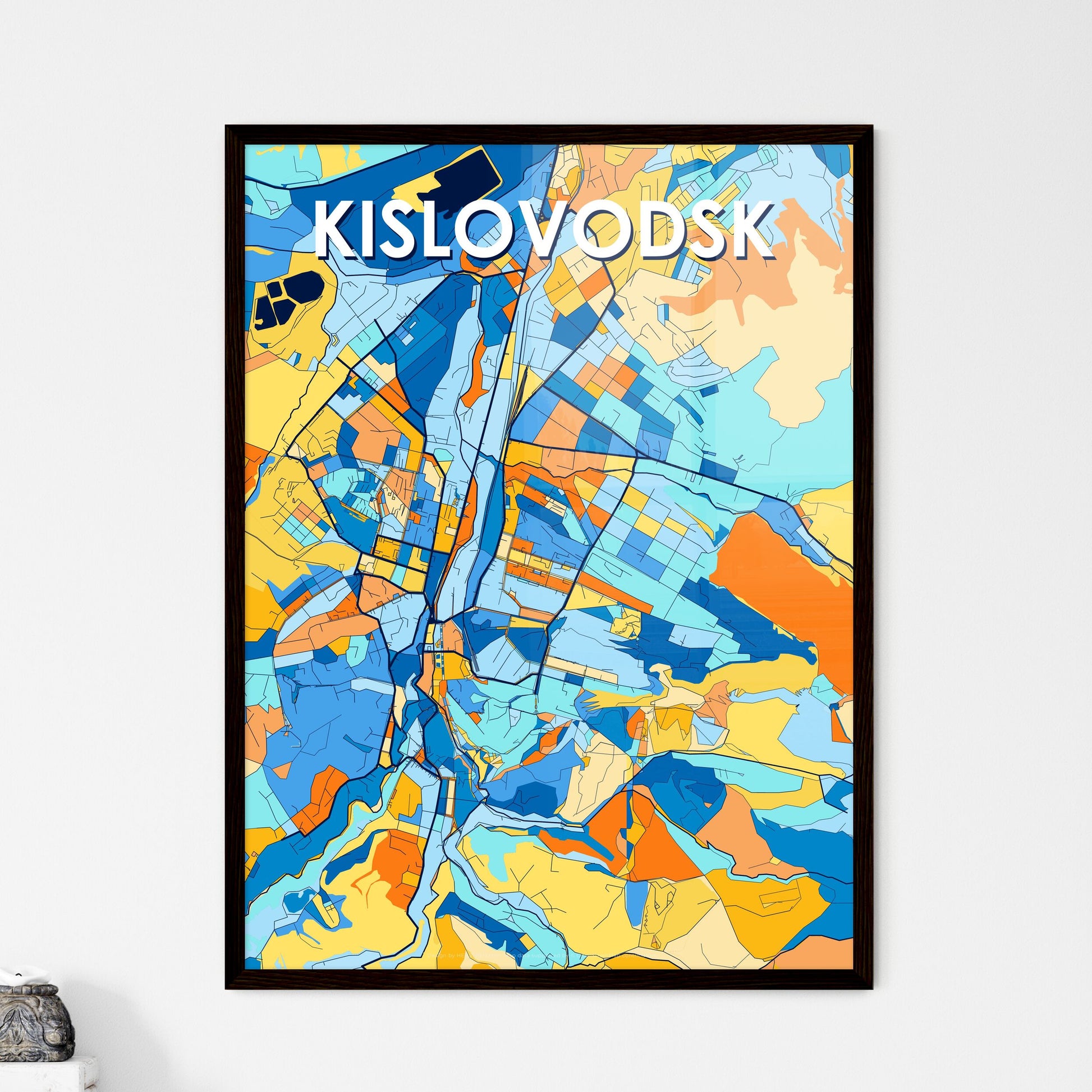 KISLOVODSK RUSSIA Vibrant Colorful Art Map Poster Blue Orange