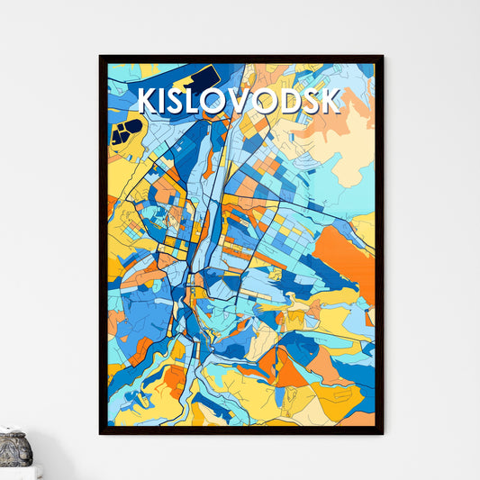 KISLOVODSK RUSSIA Vibrant Colorful Art Map Poster Blue Orange