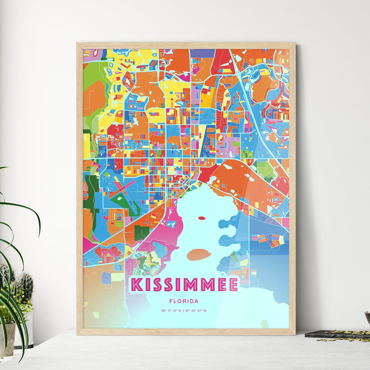 Colorful Kissimmee Florida Fine Art Map Crazy Colors