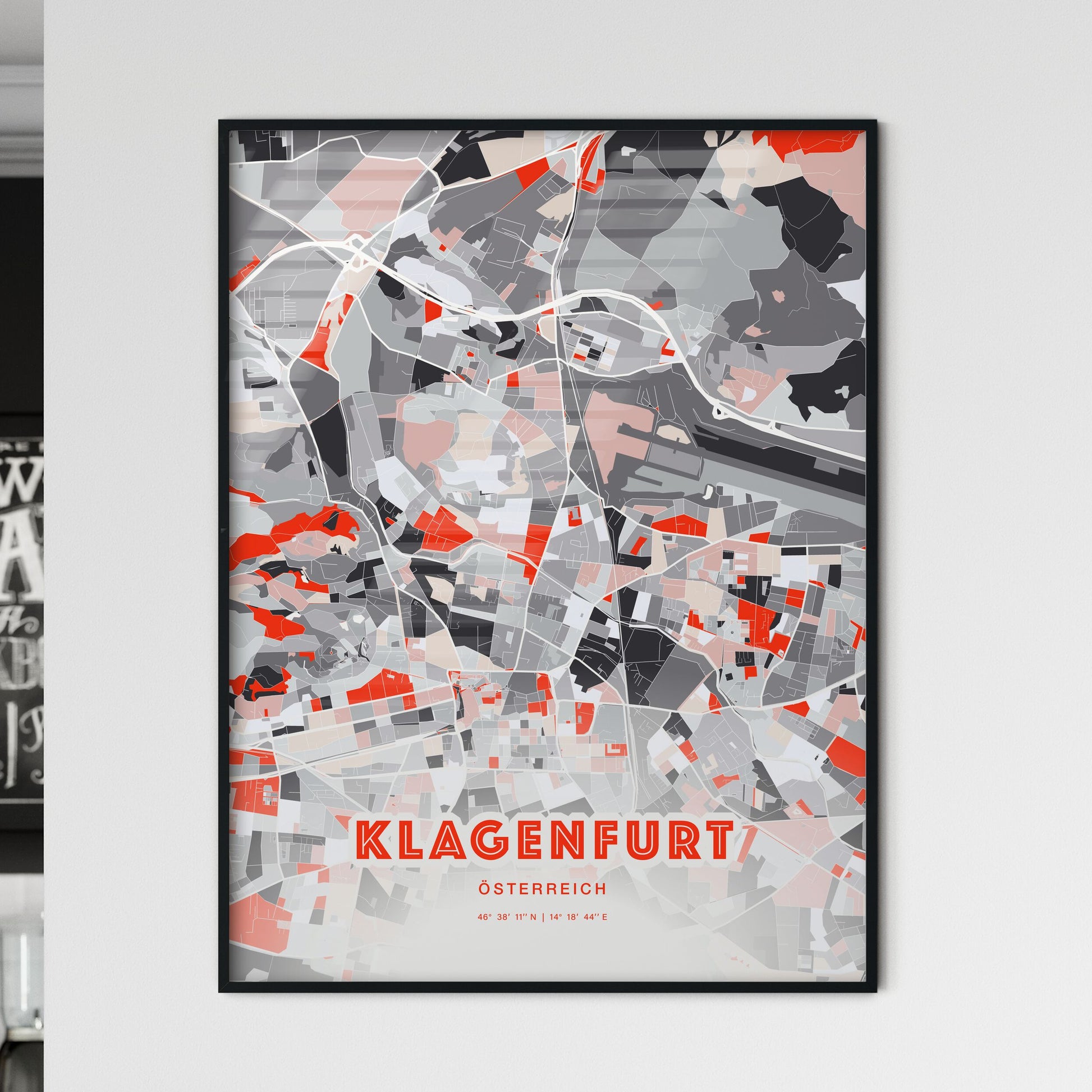 Colorful Klagenfurt Austria Fine Art Map Modern Expressive