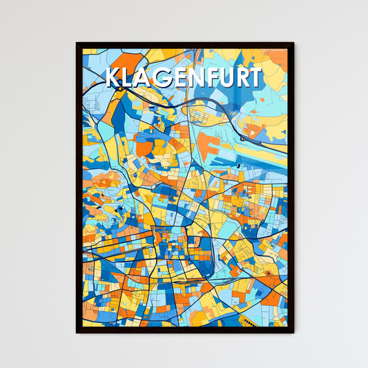 KLAGENFURT AUSTRIA Vibrant Colorful Art Map Poster Blue Orange