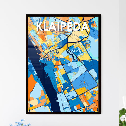 KLAIPĖDA LITHUANIA Vibrant Colorful Art Map Poster Blue Orange