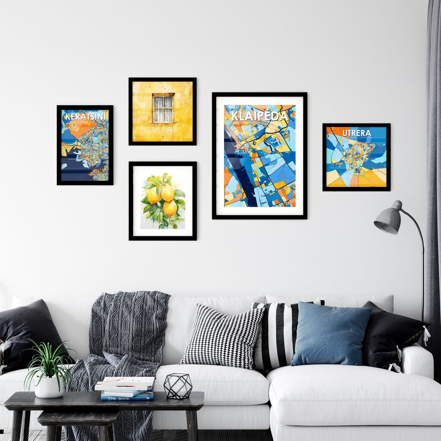 KLAIPĖDA LITHUANIA Vibrant Colorful Art Map Poster Blue Orange