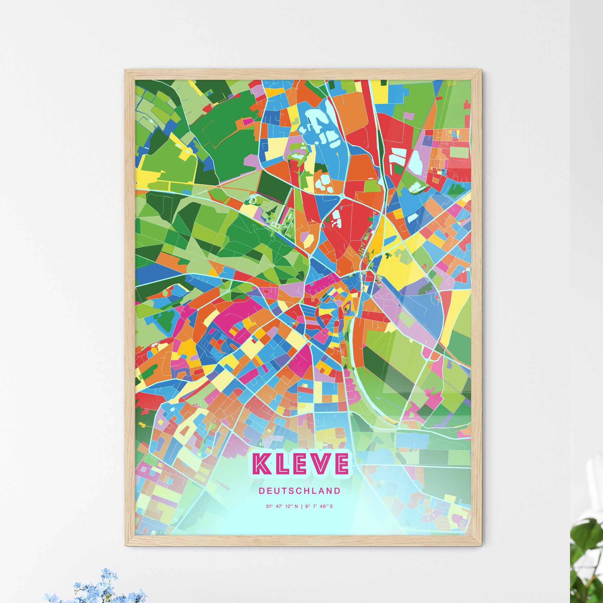 Colorful Kleve Germany Fine Art Map Crazy Colors