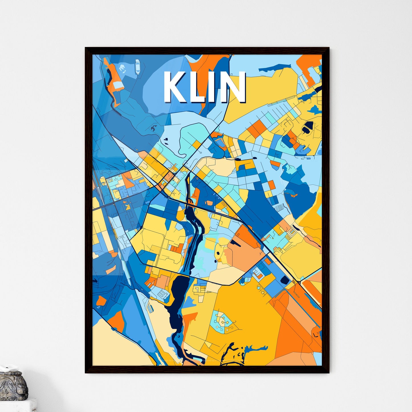 KLIN RUSSIA Vibrant Colorful Art Map Poster Blue Orange